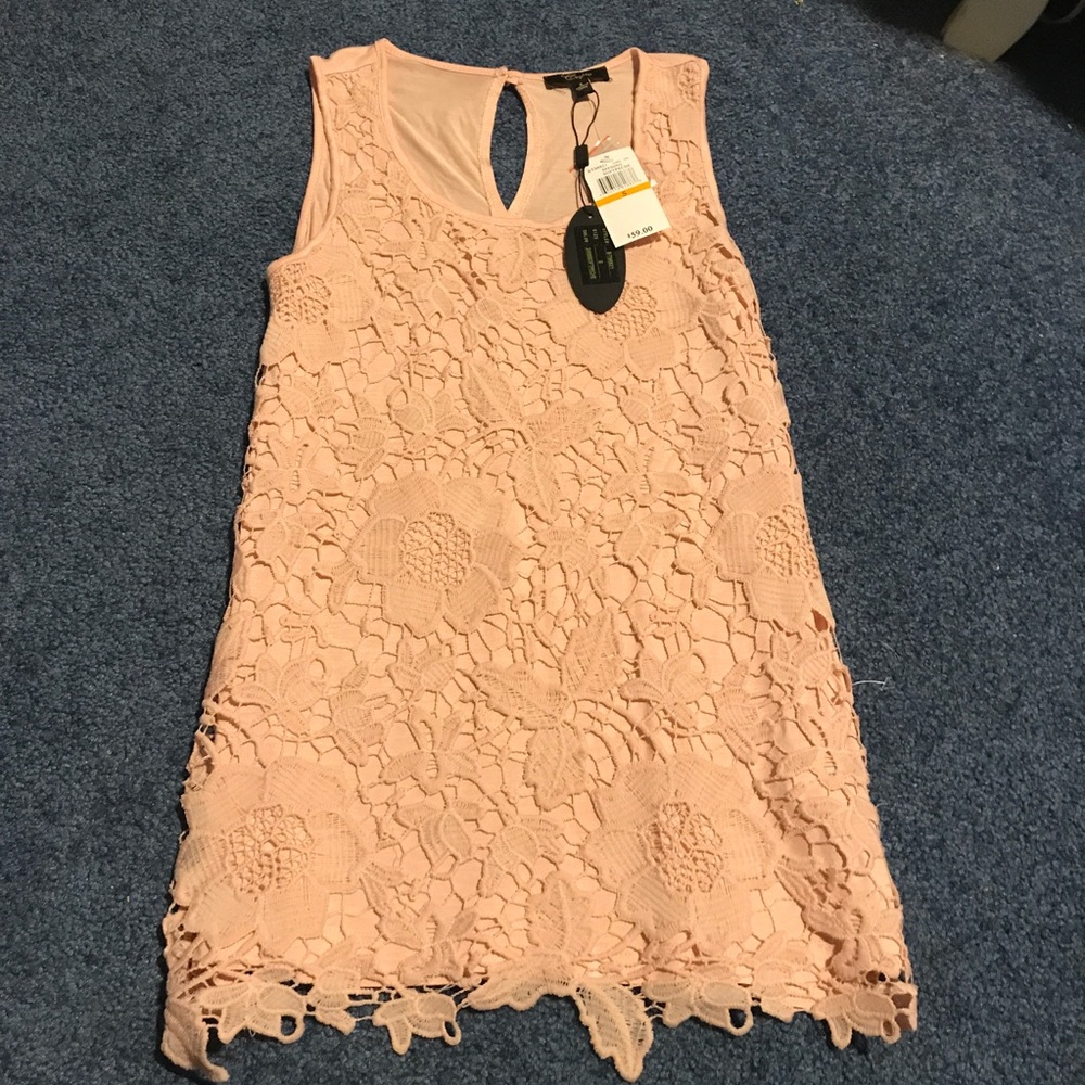 Dusty rose pink lace tank
